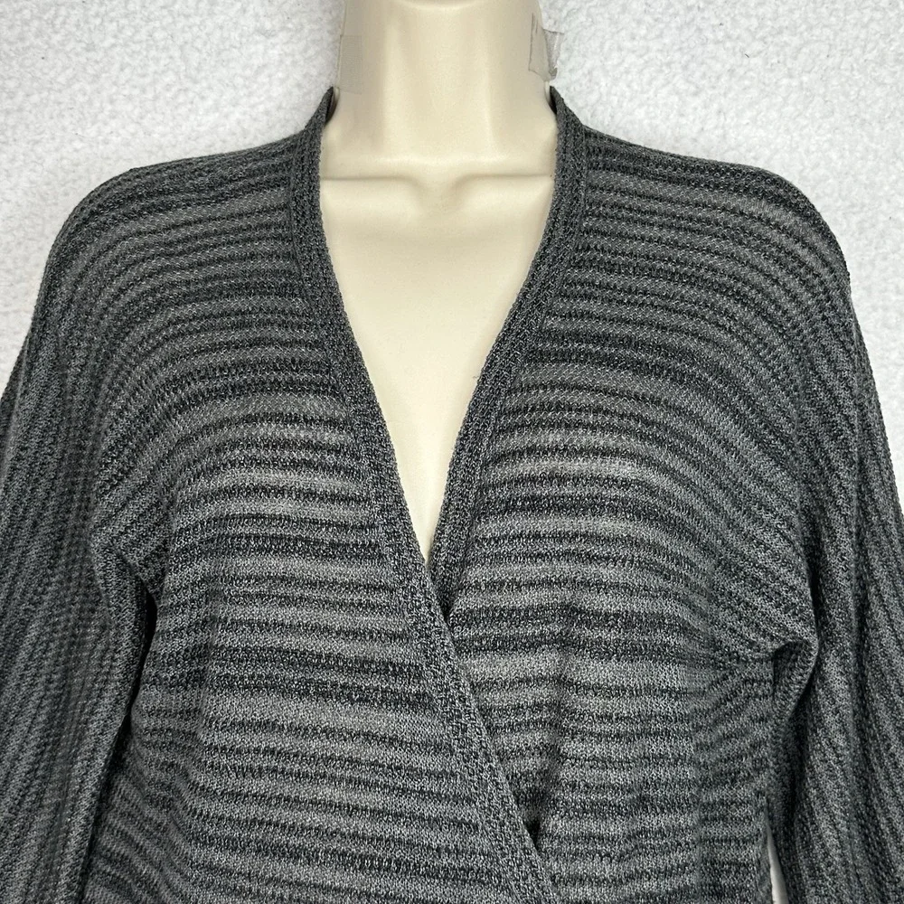 Eileen Fisher Gray Merino Wool Blend Wrap Style Cardigan Top Size‎ S Minimalist